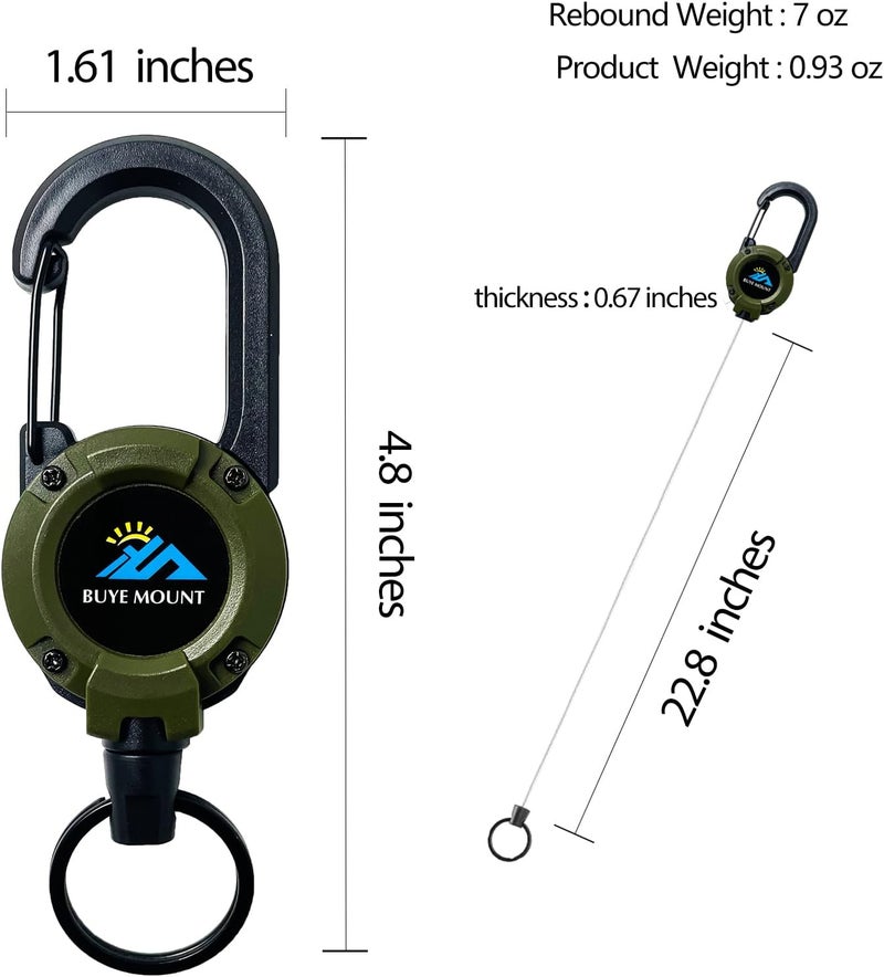 Yojaro Retractable Keychain Heavy Duty, Multitool Carabiner Badge Holder, Retractable Keychain Clip Id Holder, Upgraded 58cm Stainless Steel Cord, Suitable for Men and Women Green - Image 3